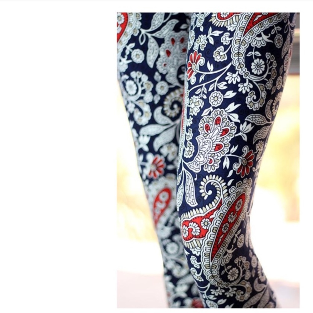 Navy Paisley Leggings