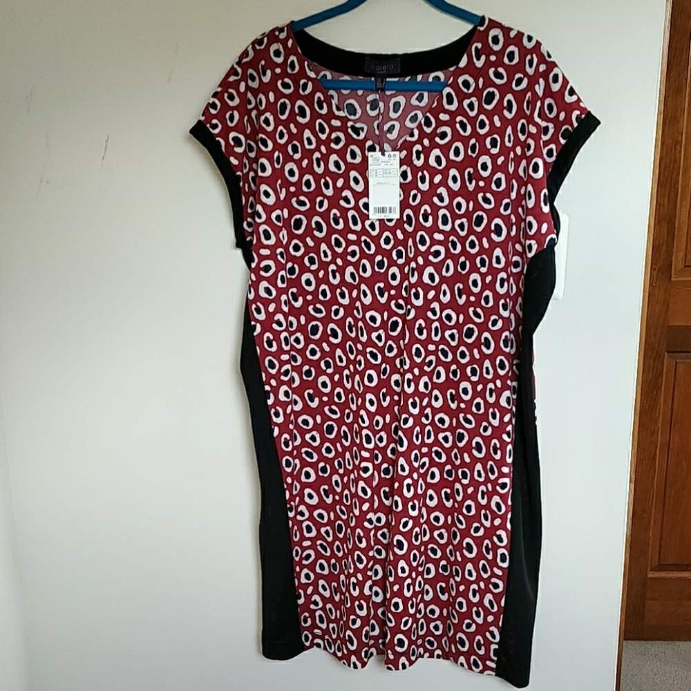 Violeta by Mango animal spot print dress L 16 NWT