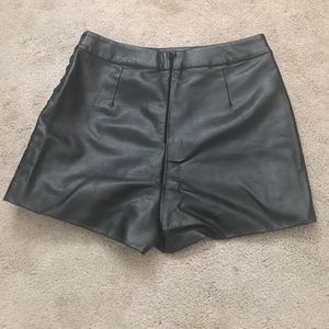 Top shop pleather shorts, braided down sides