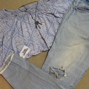 Light Blue with White Design SHIRT ONLY