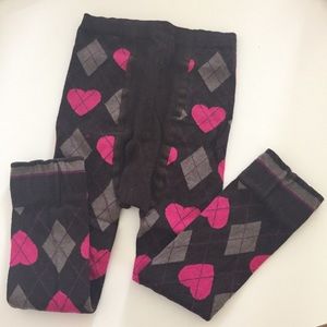 Baby Organic Cotton Footless Tights - Pink Hearts