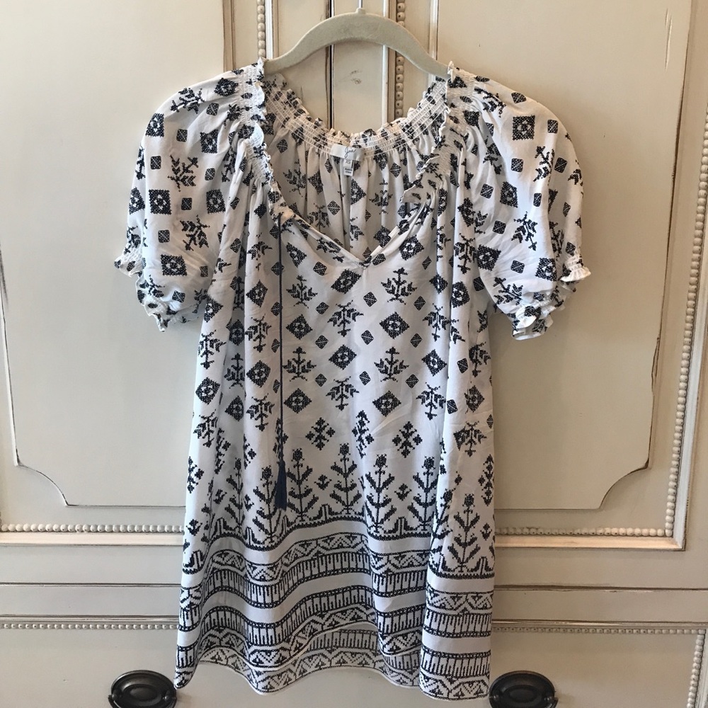 Joie Blue & White Printed Blouse