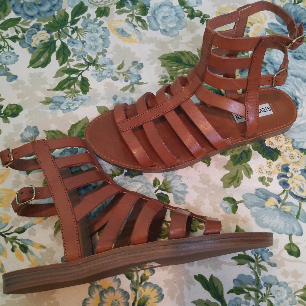 STEVE MADDEN Beeast Brown Leather Gladiator Sandal