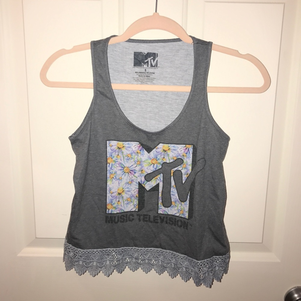 MTV floral logo tank. UNIQUE DESIGN.