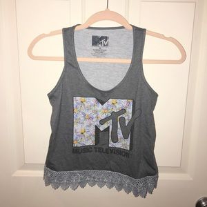 MTV floral logo tank. UNIQUE DESIGN.