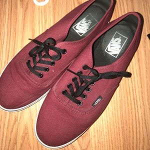 Burgundy and black vans