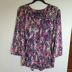 NYDJ 3/4 sleeve pullover blouse colorful XL