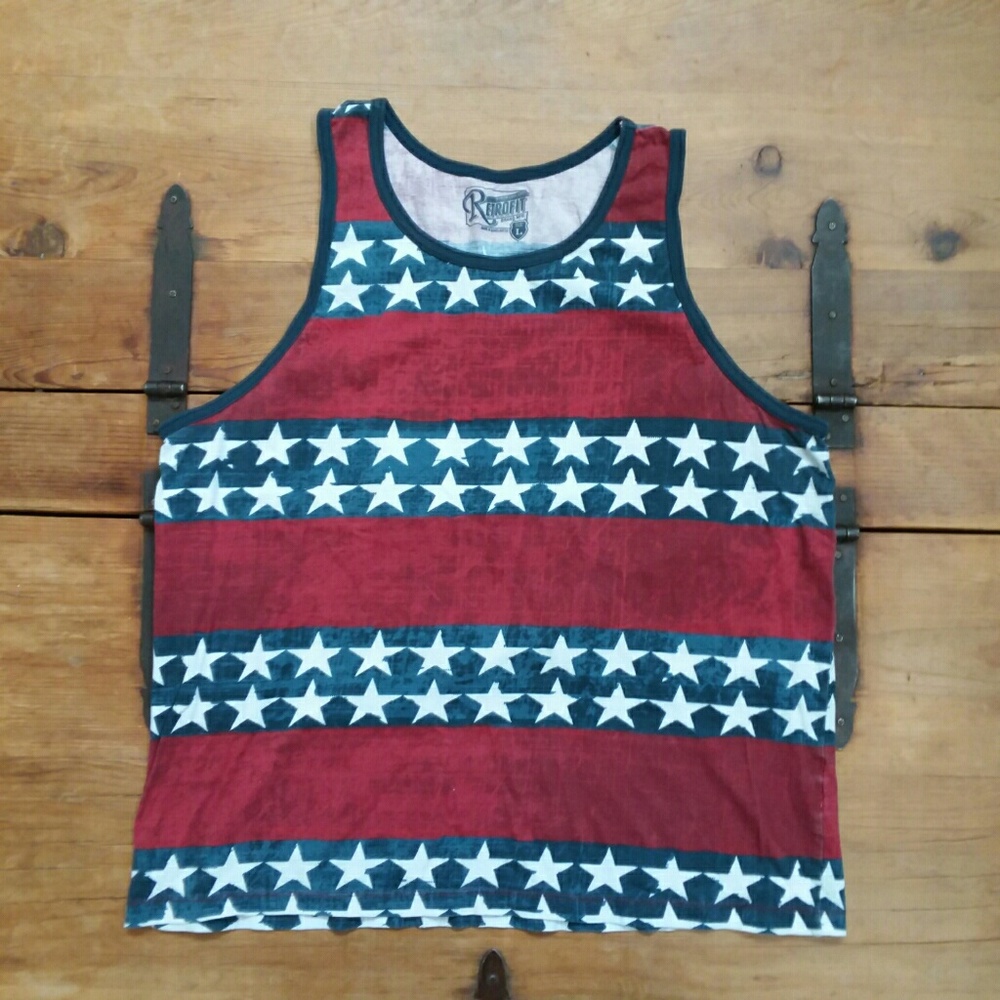Retrofit Brand American Flag Spray Tank Top