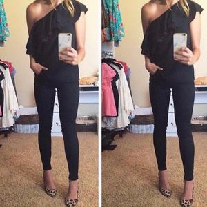 One shoulder ruffle blouse