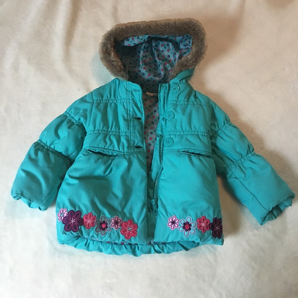 Girls Teal color warm puffer coat