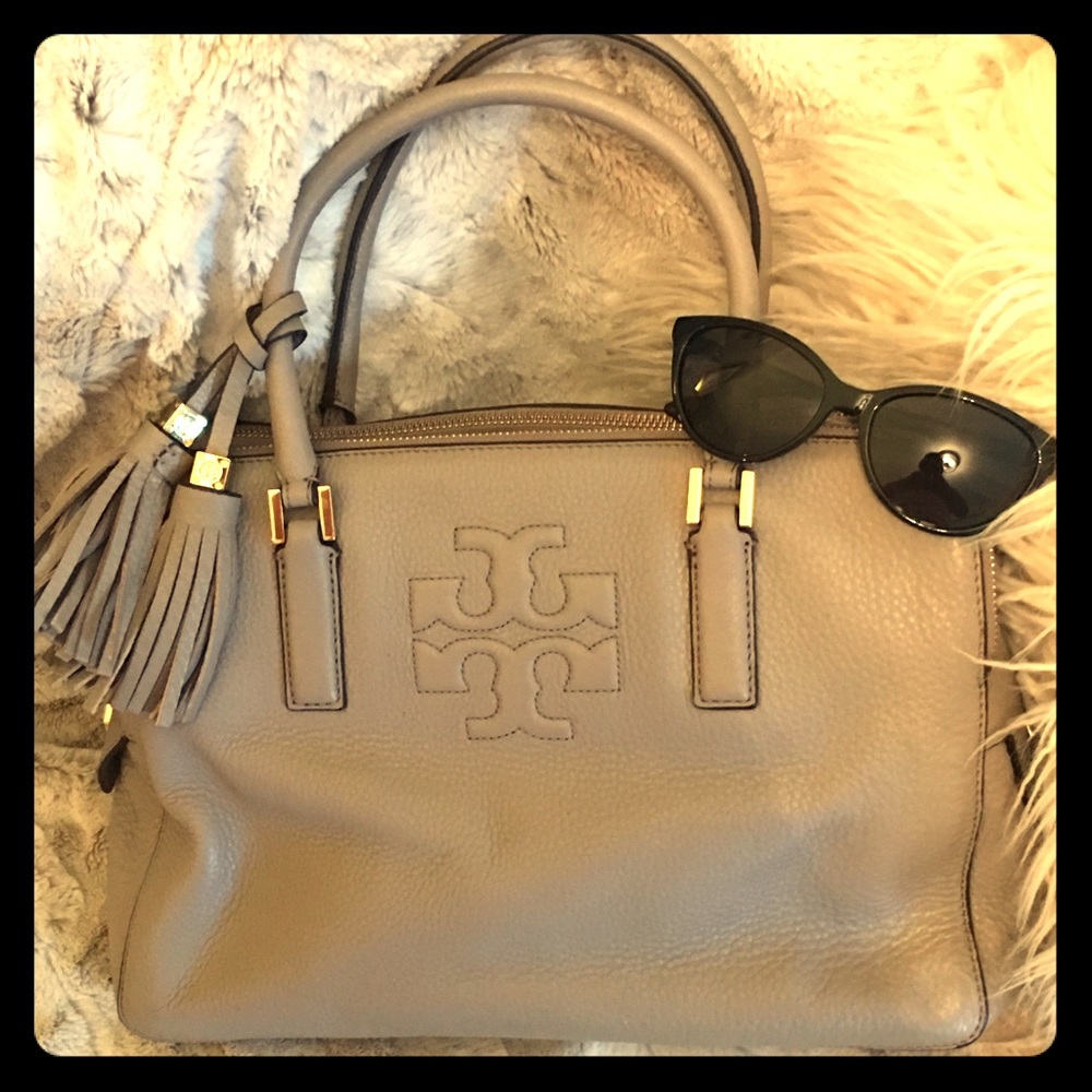Tory Burch Harper satchel in dove gray