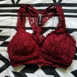 Sexy XOXO lace burgundy bralette