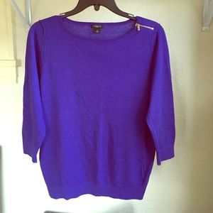Ann Taylor 3/4 Sleeve Sweater Midnight Purple