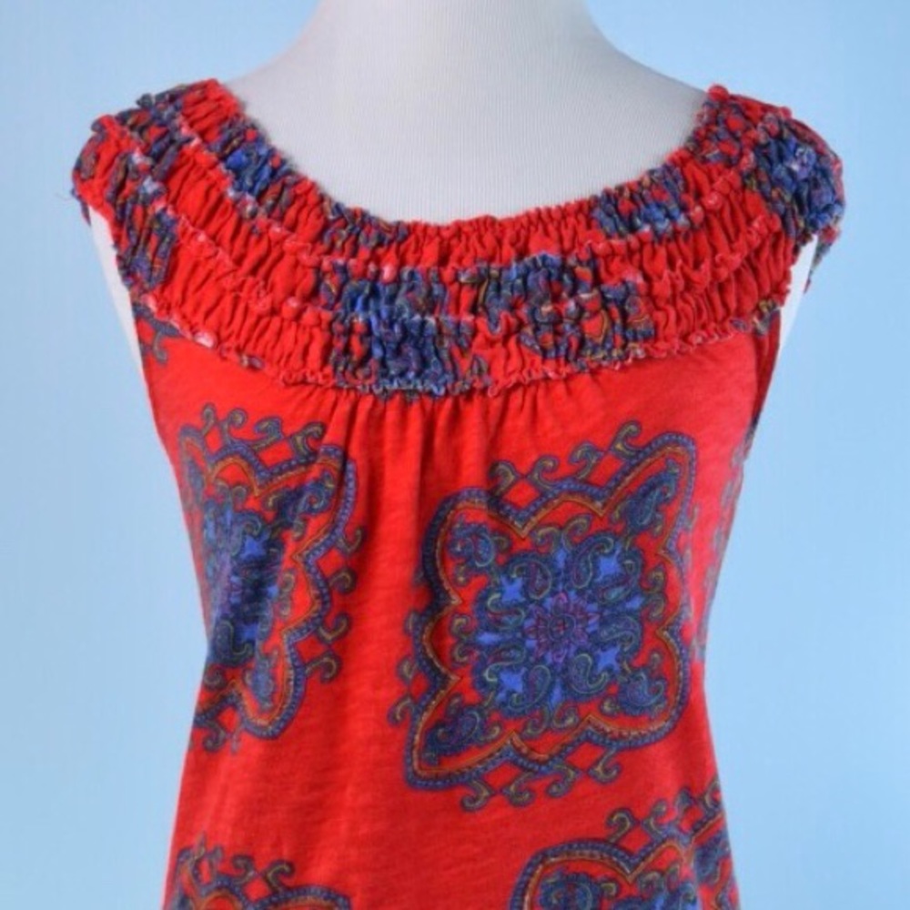 MEADOW RUE red blue top XS