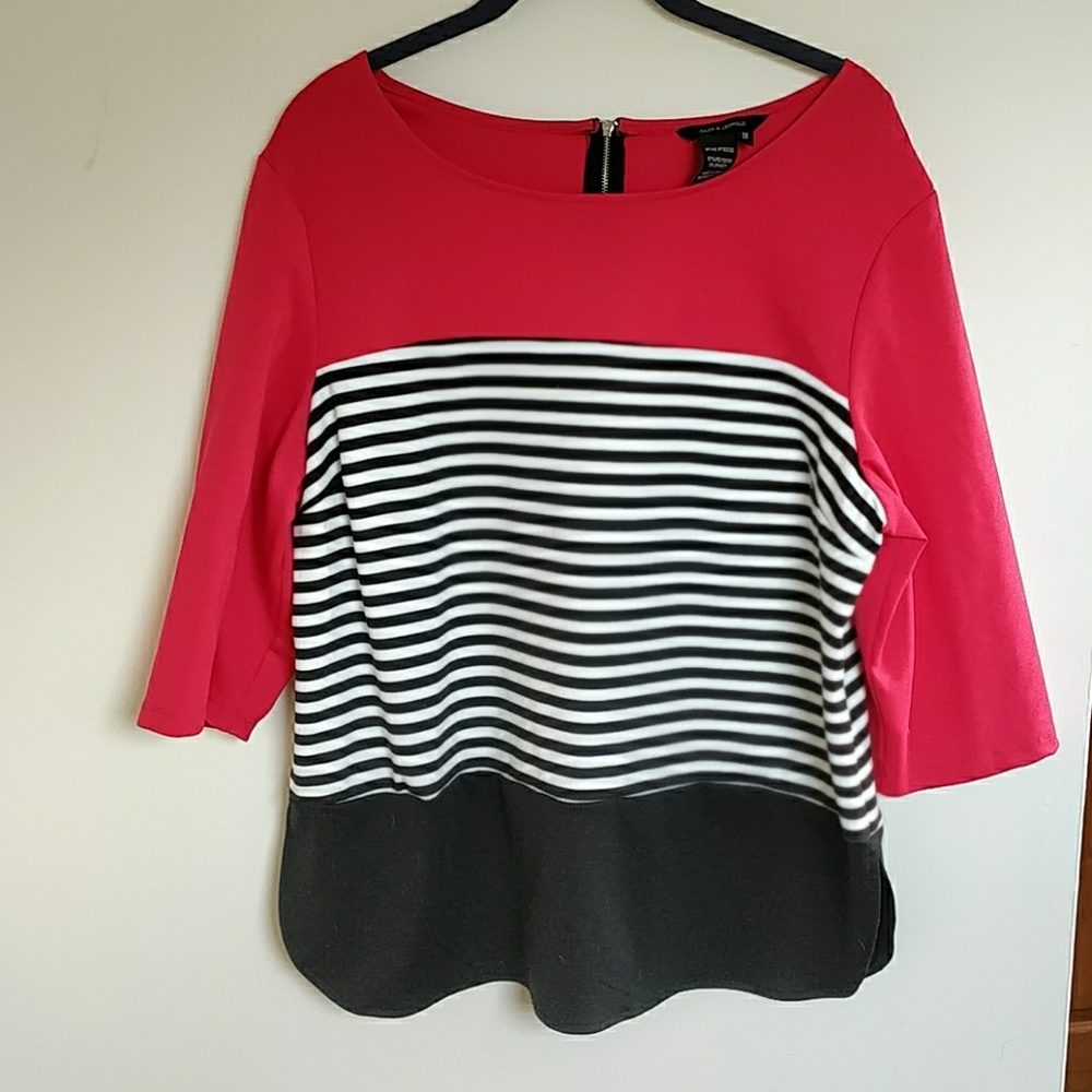 Jules & Leopold 3/4 sleeve knit top striped 1X
