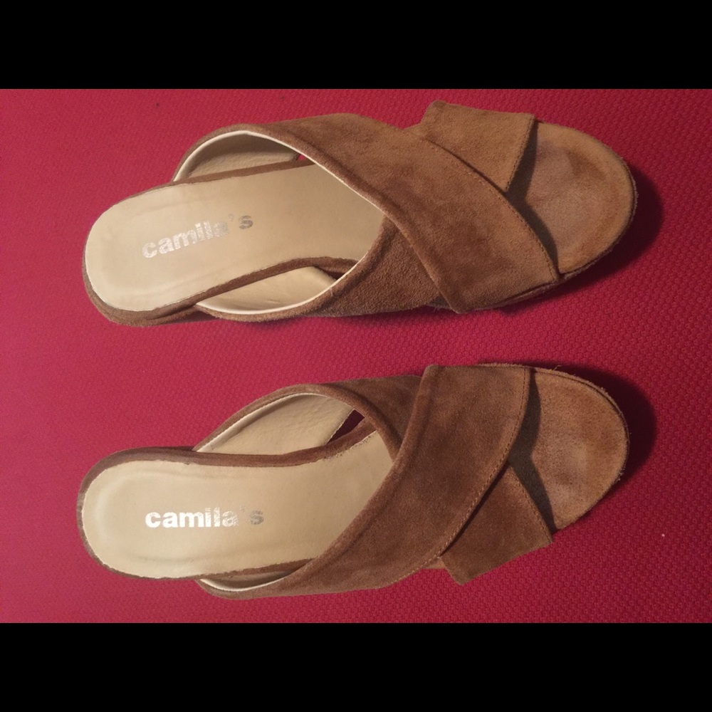 Brown Suede Wedges Made in Spain