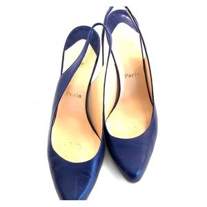 Christian Louboutin royal blue sling back pump