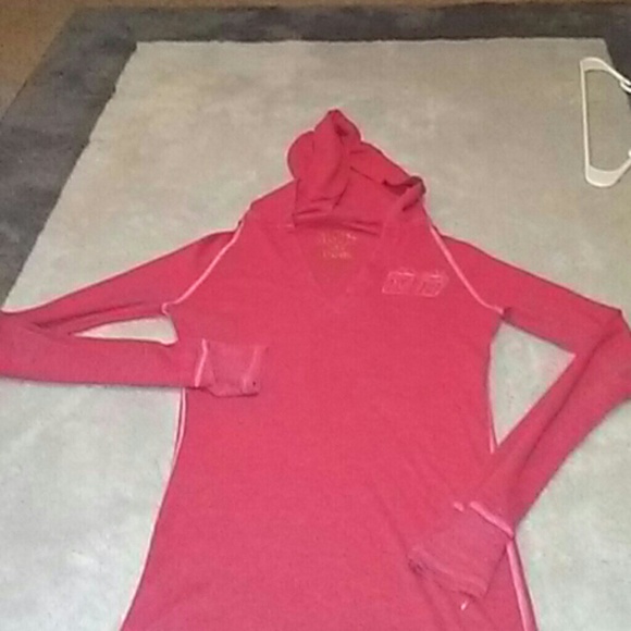 Pink by vs hooded thermal top sz Small - Picture 3 of 5