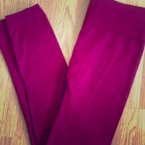 Wine fleece lined leggings