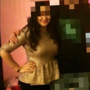 Barlll peplum gold holiday shirt S med