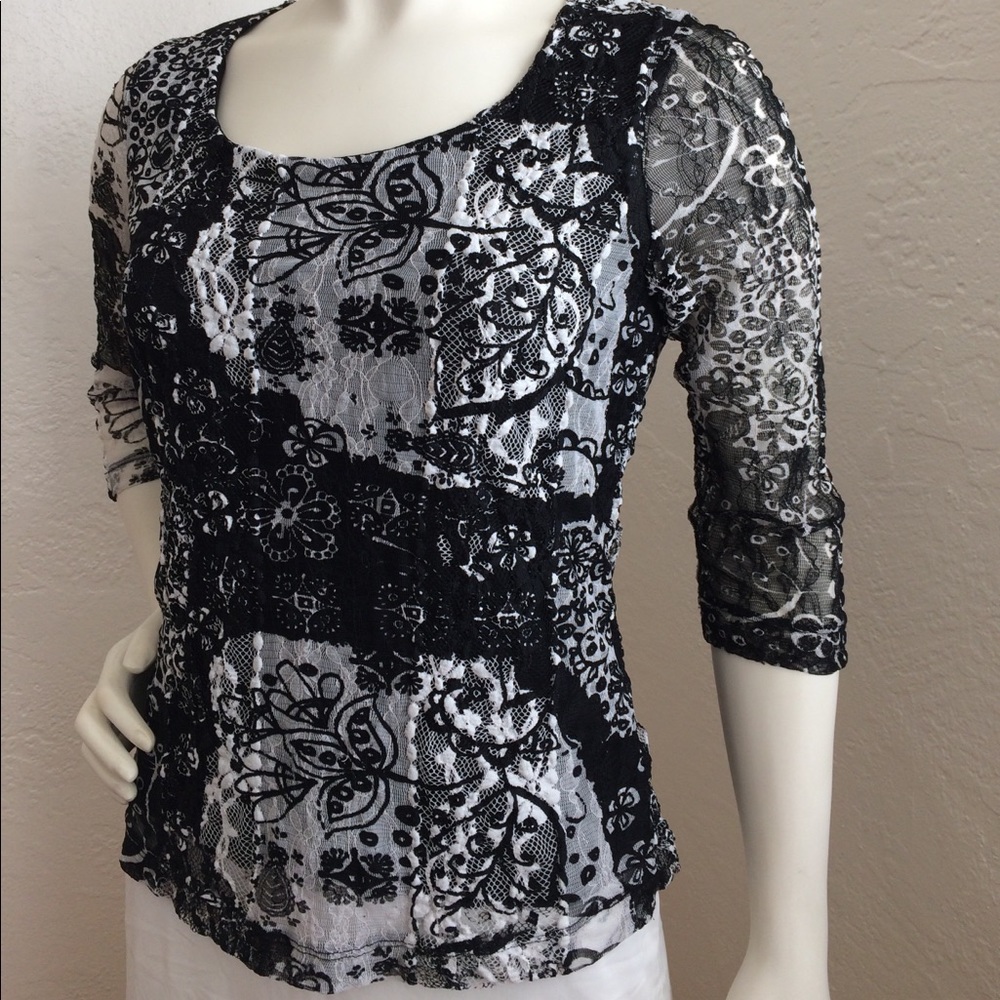 Kiara lace top with sheer sleeves and lined body