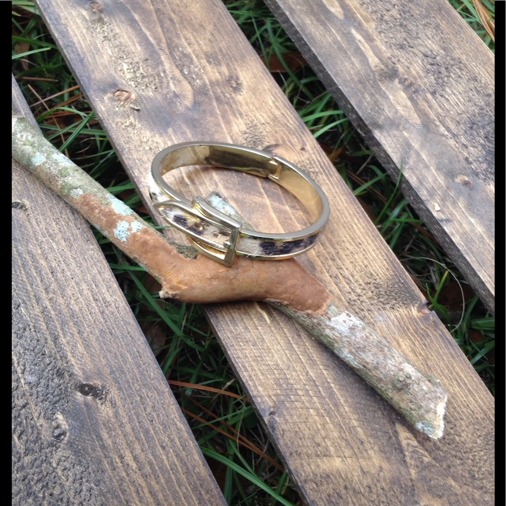 Leopard Print Belt buckle hinged bracelet