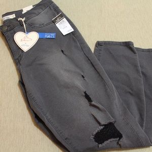 NEW Black "Torn" Ankle Jeans
