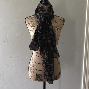 Black and beige floral scarf