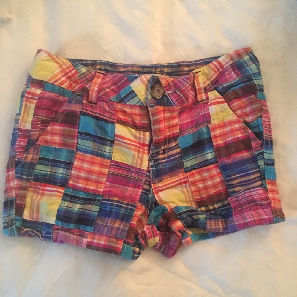 Girls JUSTICE MADRAS PLAID MINI SHORTS: SIZE 10