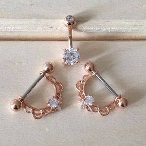 Rose gold nipple and bellybutton jewelry