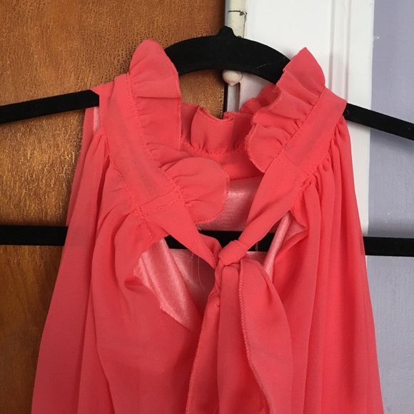 Sleeveless chiffon maxi dress with removable belt. - Picture 5 of 5