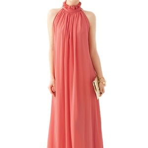 Sleeveless chiffon maxi dress with removable belt.