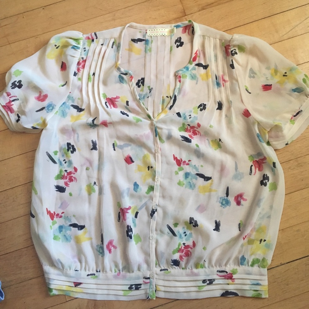 Pins & Needles Floral Watercolor Blouse