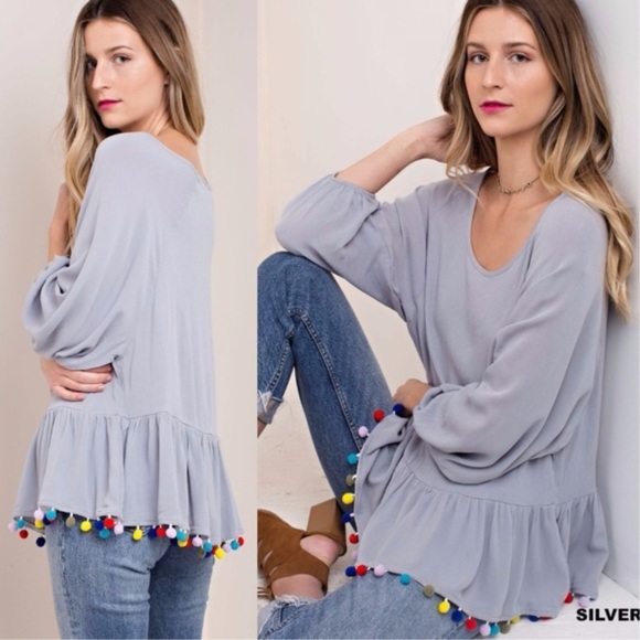Silver Tassel Ruffled Top - Picture 2 of 2