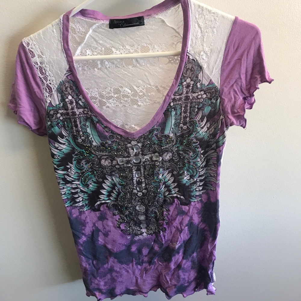 Angels and Diamonds Lace back T-shirt