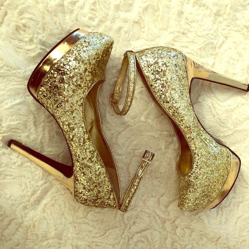 Glitter gold heels