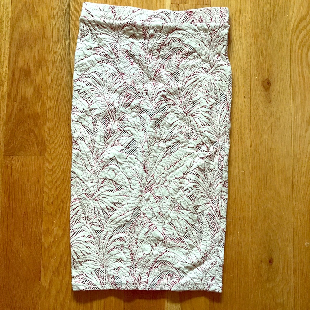 Zara Palm Jacquard Pencil Skirt