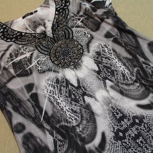 Black and White decorative Blouse