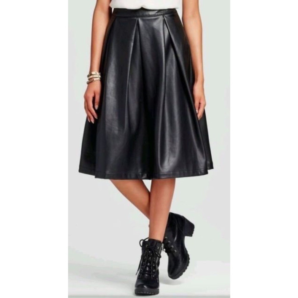 NEW Faux Leather A-Line Skirt