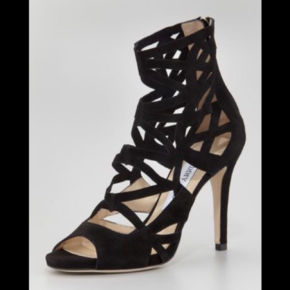 Jimmy Choo Verdict Suede Cutout Cage Sandal