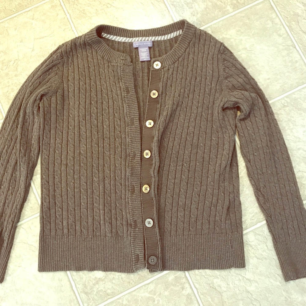 Brown cabled button up sweater size medium