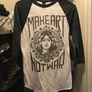 Obey 3/4 sleeve make art not war tee