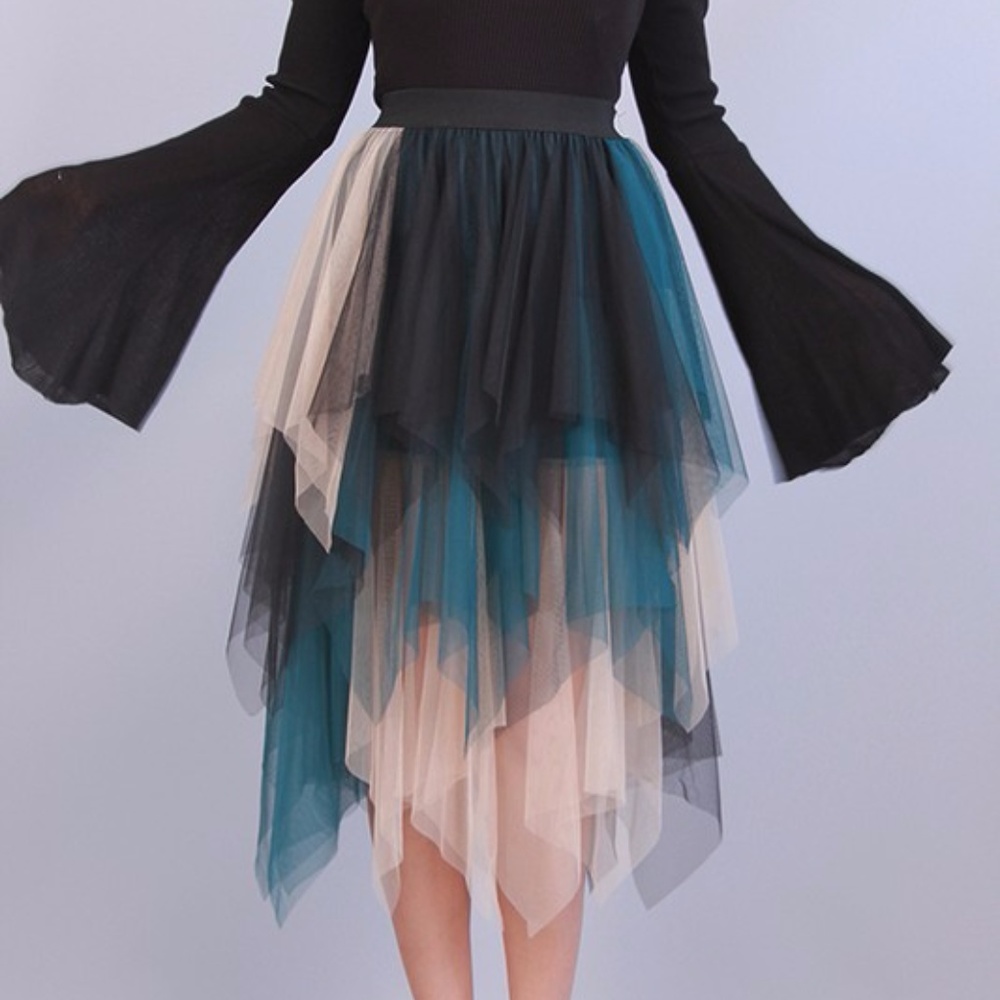 MULTI COLO MESH LAYERED SKIRT