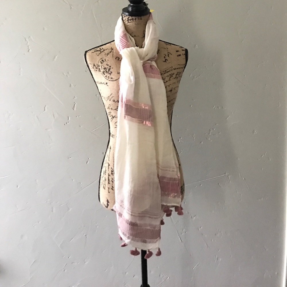 Loft off white and pink scarf