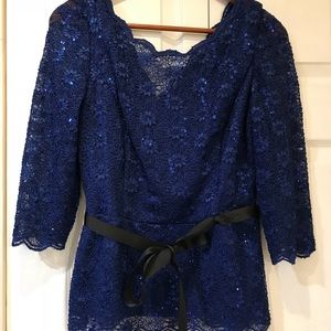 Blue Alex Evenings top. Size M