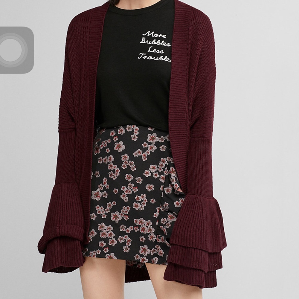 Layered Ruffle Sleeve Open Sweater from Express ✨