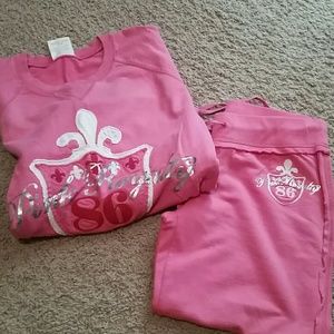 PINK sweatshirt and Capri pants set