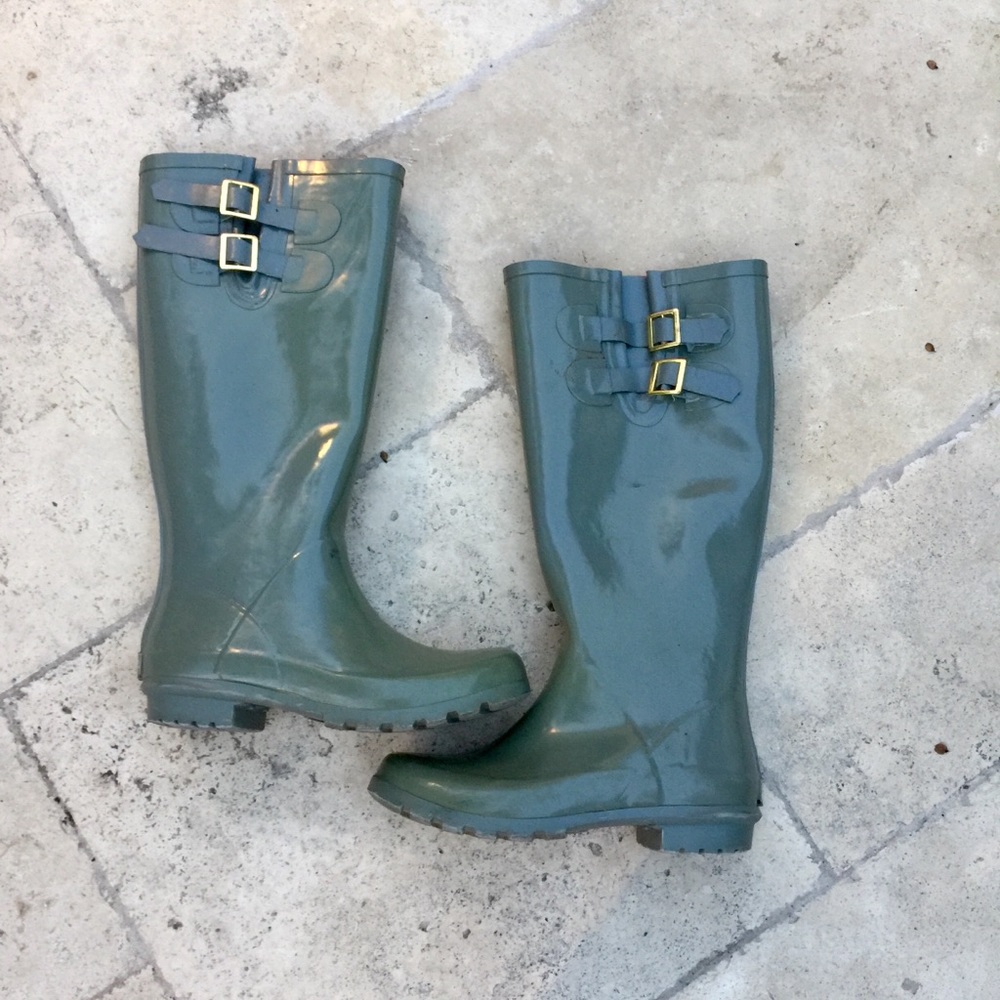 Stone Creek Green & pink rubber rain boots