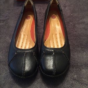 Clarks Black Leather Flats
