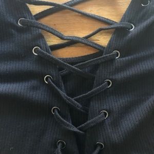 Black body suit with Criss Cross back